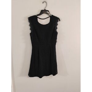 Annabella Black Lace Sleeveless Fit and Flare Dress Back Cutout Size Medium